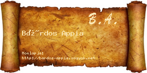 Bárdos Appia névjegykártya